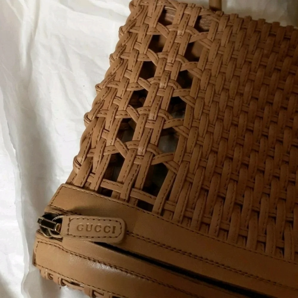 Gucci Brown Woven Heeled Boots - Picture 5 of 6